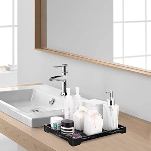 Luxspire Marble Tray for Soap Dispenser Perfume Jewelry, L, Ink Black | 11 x 8 inch, non-slip waterproof resin, easy wipe clean, fits bath kitchen vanity, holds jewelry toiletries soap - color: A - Ink, style: Large