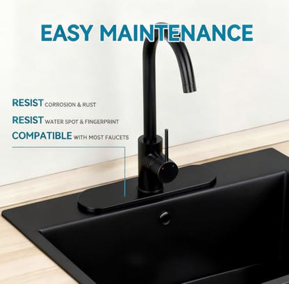 MAYYAYA Kitchen Sink Faucet Hole Cover, 10 IN, 304 Stainless Steel, Black-RunRoadShape | Deck Plate Escutcheon, Plumbing Cover Plate, For Pull Down Faucet - color: Black-Run