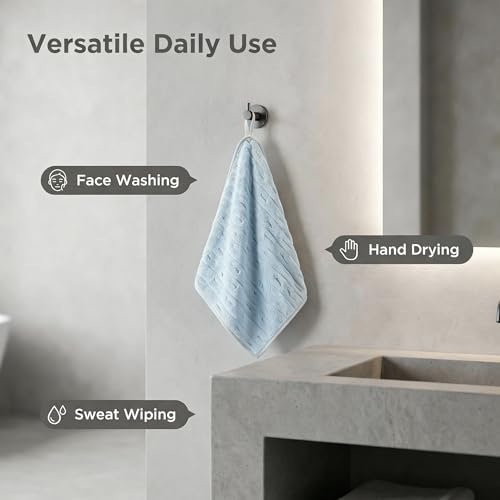 3 Pack Microfiber Hand Towels for Bathroom with Hanging Loops Quick Dry Small Towel Set for Bathroom Kitchen 14 x29.6inch (Blue) - color: Blue