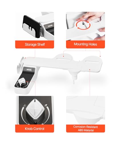 VEVOR Bidet Attachment for Toilet, 0.3" Ultra Thin Bidet Toilet Seat Attachment - Dual Retractable Nozzles, Adjustable Water Pressure, Non-Electric Cold Water Sprayer for Front Rear Water Wash, White - style: Cool Water - 1 rotary knob - foldable with she