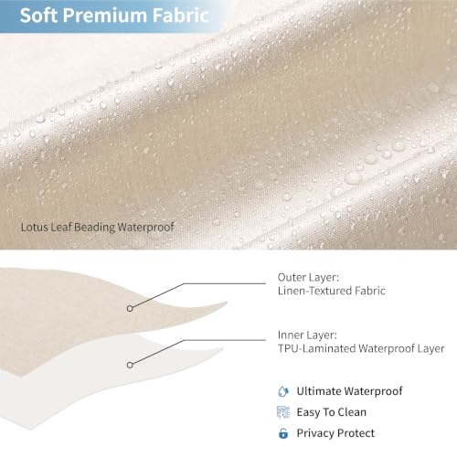 Waterproof Fabric Shower Curtain,No Liner Needed,54x72,Cream | 2-in-1 Design,Linen Textured,100% Waterproof TPU-Laminated Backing,Magnetic Weighted,Machine Washable,For Bathroom,Hotel - color: Cream, size: 54"W x 72"L (Pack of 1)