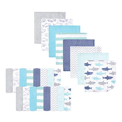 Hudson Baby Unisex Baby Rayon from Bamboo Washcloth Bundle, Sharks, One Size - color: Sharks