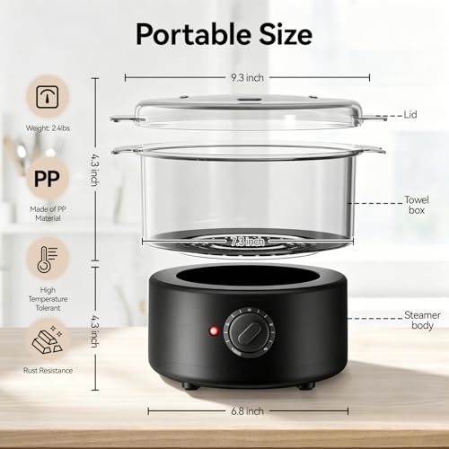 Mini Hot Towel Warmer - 1 min Steam & 60℃ in 20mins, Towel Steamer for Facials/Barber/Massage, Portable 2.4lbs Small Heater for Home Spa/Bathroom/Light Salon Use (Black-X-Small) - color: Black