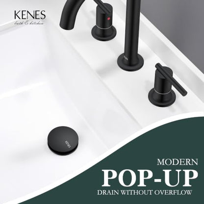 Pop Up Bathroom Sink Drain Without Overflow, Matte Black Pop Up Drain | Bathroom Vanity Sink Drain Assembly, Built-in Anti-Clogging Strainer, Plastic Pop Up Drain for Bathroom Vanity Vessel Sink - color: Matte Black, size: Big Pop up Cap (Without Overflow