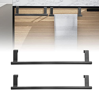 GOTOTOP Black Towel Holder Rack, 430 Stainless Steel Cabinet Door Towel Bar 23CM, No Drill Over Door Design, Space Saving for Bathroom Kitchen Home Hotel Hand or Dish Towels (36CM) - size: 36CM