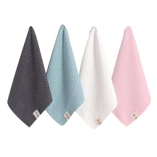 LABRIMP Superfine Microfiber Quick-Dry Washcloths 4pcs, Highly Absorbent Portable Face and Saliva Towels, Soft Square Bath Towels for Household and Travel Use Style