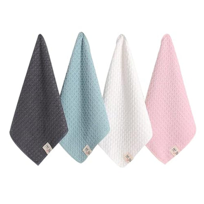 LABRIMP Superfine Microfiber Quick-Dry Washcloths 4pcs, Highly Absorbent Portable Face and Saliva Towels, Soft Square Bath Towels for Household and Travel Use Style