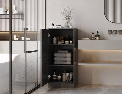 100% Solid Wood 16.5"" Bathroom Storage Cabinet with Shaker Door & Adjustable Shelves - color: Grey, style: Shaker Door