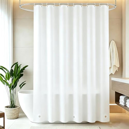 UFRIDAY White Long Shower Curtain Liner 72 x 75 inch, PEVA Bath Curtain for Home and Hotel, Extra Long Shower Curtain with 3 Magnets Bottom - color: White, size: 72"W x 75"L (Pack of 1)