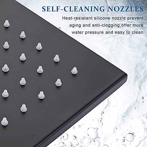 NeierThodore LED 16 Inch Square Shower Head Replacement with Rotatable Ball，Oil Rubbed Bronze - color: Black, size: 16 Inch