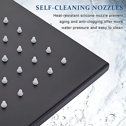 NeierThodore LED 16 Inch Square Shower Head Replacement with Rotatable Ball，Oil Rubbed Bronze - color: Black, size: 16 Inch
