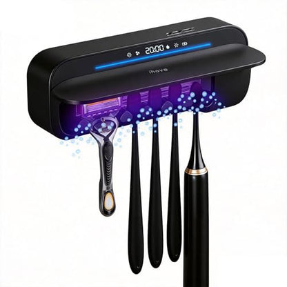 iHave Toothbrush Sanitizer Holder Wall Mounted UVC Tube 5 Slots for Family | 2 - color: Black