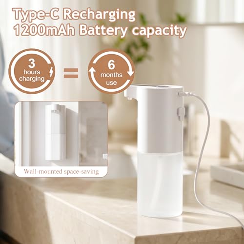 Automatic Soap Dispenser Touchless, Liquid & Foaming Soap Dispensers, USB Rechargeable Smart Hand Soap Dispenser, 3-Level Adjustable, 12.2oz/360ml (2 Pcs Gel Set White) - color: 2 Pcs Gel Set White