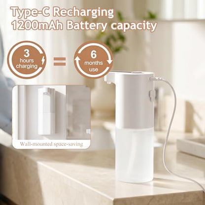 Automatic Soap Dispenser Touchless, Liquid & Foaming Soap Dispensers, USB Rechargeable Smart Hand Soap Dispenser, 3-Level Adjustable, 12.2oz/360ml (2 Pcs Foam Set White) - color: 2 Pcs Foam Set White