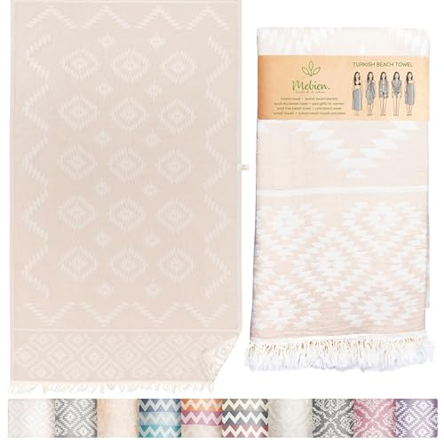 Premium Turkish Beach Towel – 100% Natural Cotton, Quick Dry, Sand Free, Oversized Beach Towel 35”x67” – Ideal for Travel, Pool, and Beach Blanket – Beige Sand Color - color: Beige