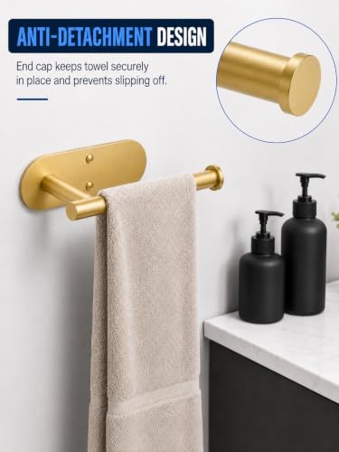 2Pcs Hand Towel Holder for Bathroom, Gold Small Hand Towel Racks Bar Hanger for Rv Kitchen Wall Mounted, Thicken 6.3" SUS304 Stainless Steel Towel Ring, Modern Contemporary, Heavy Duty, 2 Pack - color: Gold
