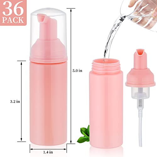 GliSun 36 Pcs Foam Pump Bottle 2oz Empty Refillable Travel Dispenser | for Hand Soap, Lash Shampoo, Body Wash, Dish Soap, Cleaning, Cosmetics, Travel Size, BPA-Free, Refillable - color: Pink