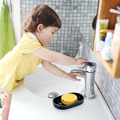 Bathroom Soap Dishes, Not Plastic！White Soap Dishes for Bar Soap, Bamboo Soap Dishes Holder for Bathroom Shower, Bathroom Sink Soap Dish (Black) - color: Black2.0