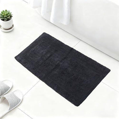 Barossa Design Reversible Cotton Bath Rug 24 x 40 - Large Bathroom Rug Mat Washable & Soft Absorbent - Charcoal, 24x40 - color: Charcoal, size: 24"x40"