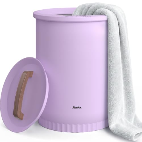 Asuka Towel Warmer, Large Towel Warmer for Bathroom with Wood Handle, 4 Delay Settings&Auto Shut Off, Towel Warmer Bucket Fits Two 40"X70" Oversized Towels, Bathrobes, Blankets, PJ's and More, Purple - color: Purple