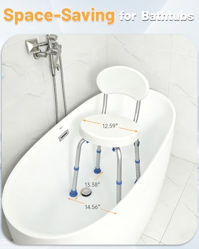 HSA/FSA Swivel Shower Chair for Inside Shower, Upgraded Small Shower Chair with Back, Adjustable Shower Stool for Inside Shower, Shower Chair for Inside tub Bath Stool for Senior/Pregnant