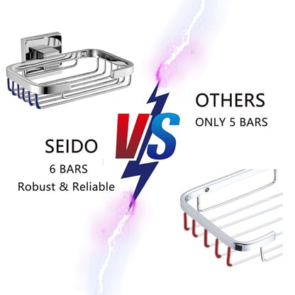 SEIDO Soap Dish for Shower, 304 Stainless Steel Bar Soap Holder for Bathroom & Kitchen, Polished Chrome Soap Tray for Shower, 4.8" L x 3.2" W Internal - color: Polished Chrome