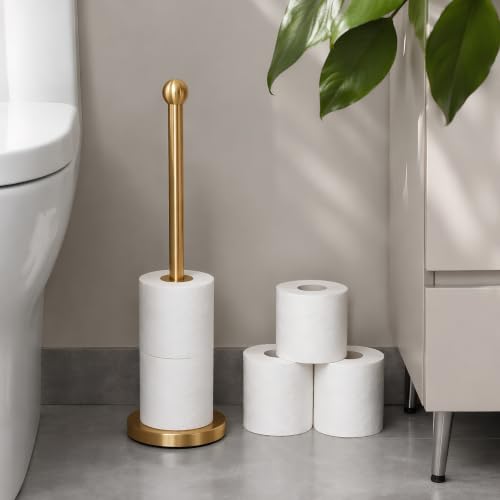 Toilet Paper Holder Stand for Max 5 Paper Rolls - Gold - color: Gold