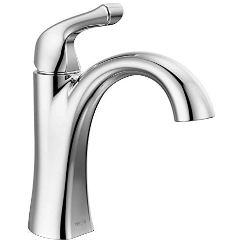 Delta Arvo Chrome Bathroom Faucet 1 Hole, Single Hole Bathroom Sink Faucet for Vanity, Push-Pop Drain Assembly, Chrome 15840LF - color: Chrome