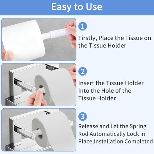 4 Pcs Spring Loaded Toilet Paper Holder,Tissue Holder for Toilet | Plastic Toilet Tissue Roll Holder Insert,White Toilet Paper Holder Replacement Rod For Toilet or Bathroom Fixture