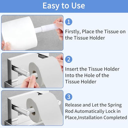 4 Pcs Spring Loaded Toilet Paper Holder,Tissue Holder for Toilet | Plastic Toilet Tissue Roll Holder Insert,White Toilet Paper Holder Replacement Rod For Toilet or Bathroom Fixture