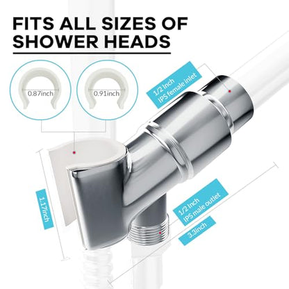 All Metal Handheld Shower Head Holder, Adjustable Shower Wand Holder with Universal Shower Arm Mount and Brass Pivot Ball, for Connecting Shower Arm and Shower Hose - color: Brass - Chrome