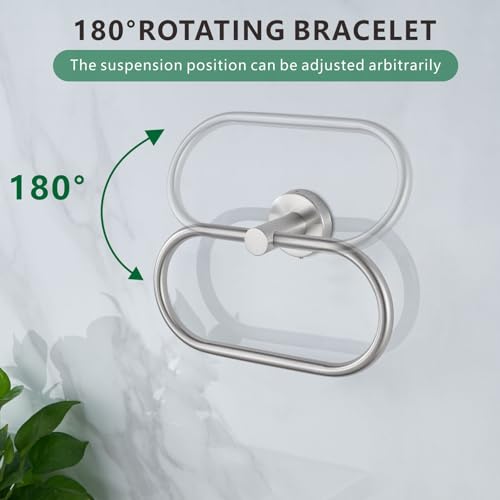 Towel Ring for Bathroom, Brushed Nickel Towel Bar Hangers Wall Mount, Stainless Steel Hand Towel Holder, Modern Round Towel Hanger by Eolax - color: Brushed Nickel