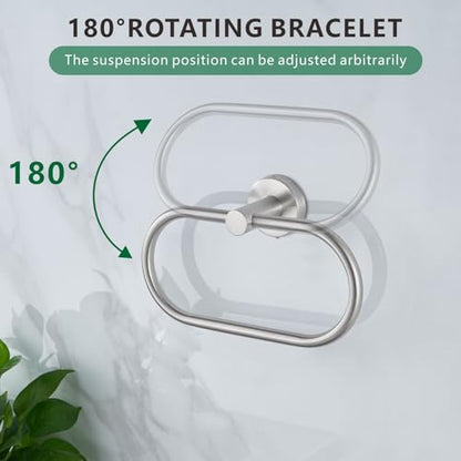 Towel Ring for Bathroom, Brushed Nickel Towel Bar Hangers Wall Mount, Stainless Steel Hand Towel Holder, Modern Round Towel Hanger by Eolax - color: Brushed Nickel
