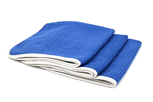 Autofiber No Streak Freak Microfiber Window and Mirror Waffle Towel - Pack of 3, Blue (16 inch x 16 inch) - color: Blue, size: 3 pack