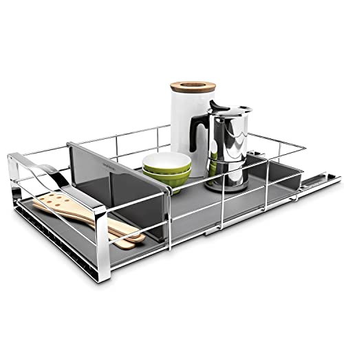 simplehuman 14 inch Pull-Out Cabinet Organizer, Heavy-Gauge Steel Frame, gray - size: 14-Inch