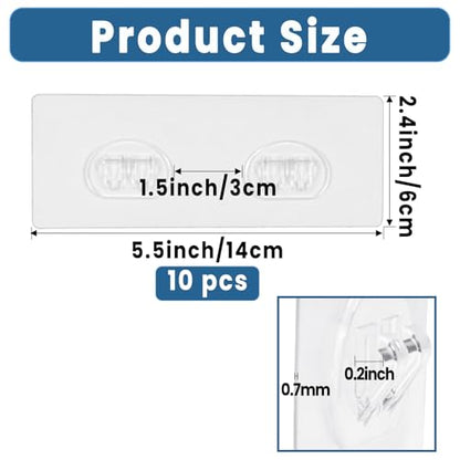10 Pack Shower Caddy Adhesive Replacement, Shower Shelf Strong Adhesive Hooks, No Drilling, Transparent WaterProof Strips for Bathroom Shelves & Kitchen Racks - color: 10 Pack Double Hooks