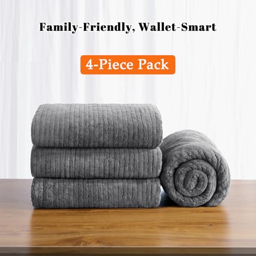 Bath Towels Set of 4 Extra Large 35 x 70 Inches,Luxury Thick High Absorbent Quick Dry Bath Sheet,Ultra Soft Microfiber,Bathroom,Beach,Yoga,Sport,SPA (Grey) - color: Grey, style: 4 Piece Bath Towels