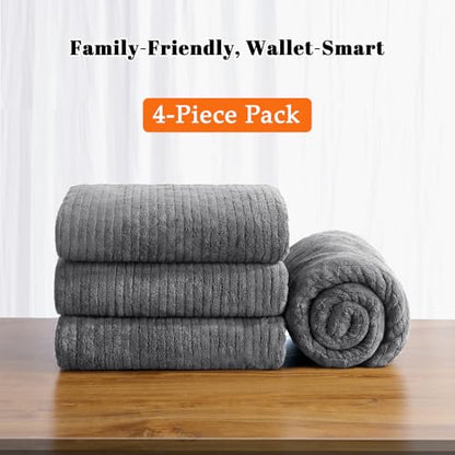 Bath Towels Set of 4 Extra Large 35 x 70 Inches,Luxury Thick High Absorbent Quick Dry Bath Sheet,Ultra Soft Microfiber,Bathroom,Beach,Yoga,Sport,SPA (Grey) - color: Grey, style: 4 Piece Bath Towels