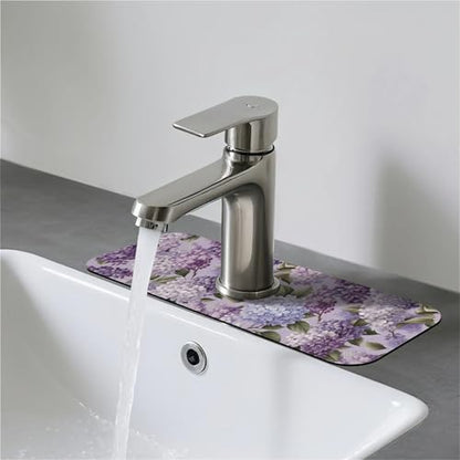 Faucet Fast Absorbent Pad - Lavender Lilac Hydrangea , Suitable For Kitchen, Bathroom, Island And Other Scenes - color: Lavender Lilac Hydrangea