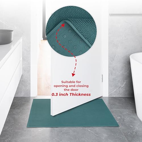 American Soft Linen Bath Rug, 17 in 24 in 100% Cotton Bath Mats Rugs for Bathroom, Slip Reducer Washable Shaggy Form Area Rugs, Colonial Blue Bath Rug - color: Teal, style: 17x24" Cotton Bath Mat