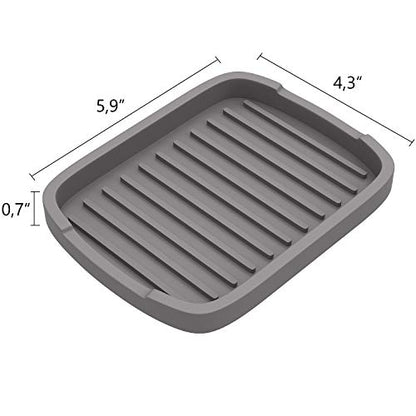 ZAPPOWARE Silicone Sponge Holder -soap Tray - 5.9" X 4.33" Set -2pcs (Gray) - color: Gray