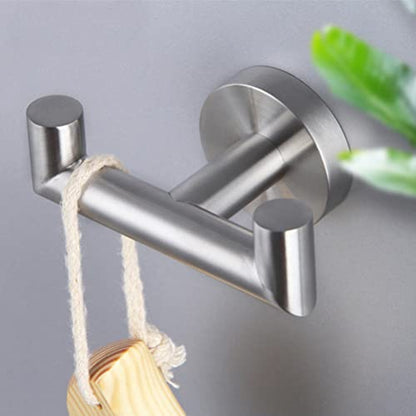 iplusmile Heavy Duty Stainless Steel Double Towel Hook Wall-Mounted Robe Hanger for Bathroom and -Saving Design and Towel Holder