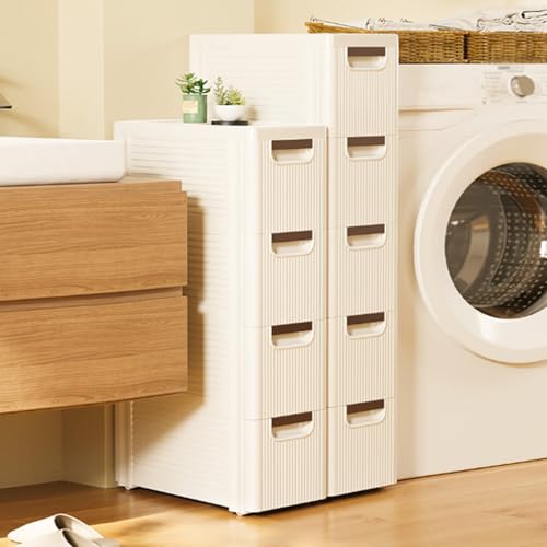 5 Drawers Slim Bathroom Storage Cabinet,Narrow Plastic Storage Cart,Rolling Dresser on Wheels for Living Room,Bathroom,Kitchen - size: 5 Drawers