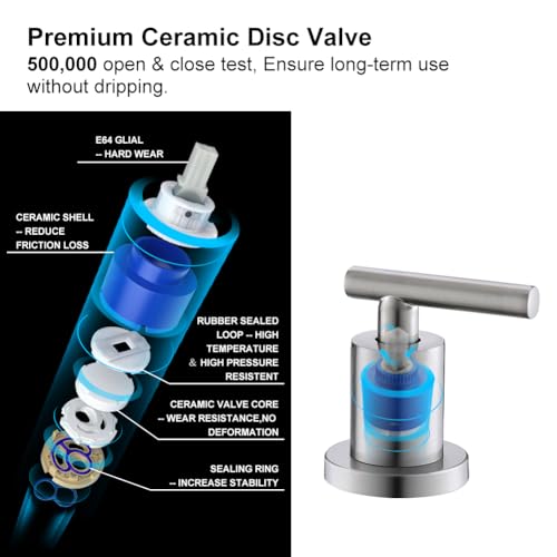Waterfall Bathroom Faucets for Sink 3 Hole | Brushed Nickel Bathroom Faucet with Pop-up Drain, 8 Inch Widespread Bathroom Sink Faucet 2-Handles Vanity Faucet with Supply Lines - color: Brushed Nickel