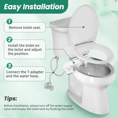 Bidet Attachment for Toilet,Self Cleaning Slim Bidets for Toilets,Non-Electric Dual Nozzle for Frontal & Rear Wash,White - color: A3-Bidet Attachment