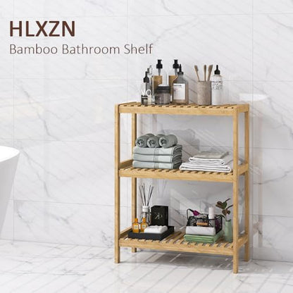 3-Tier Bamboo Freestanding Shelf Multi-use Small Bookshelf Bookcase - size: 23.6''W 3-tier