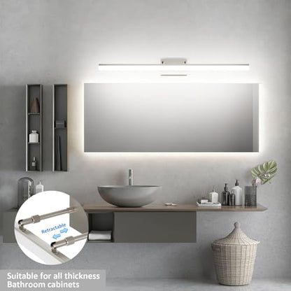 Aipsun 40 inch Modern Brushed Nickel Vanity Light Adjustable LED Bathroom Light Fixtures Over Mirror Rotatable Vanity Lighting 5500K - color: Brushed Nickel, size: 40 in