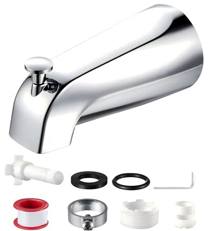 Tub Spout Diverter Universal Fits 1/2'' Copper Pipe 1/2'' IPS and 3/4'' IPS Bathtub Faucet Replacement with Adapters with Diverter Chrome