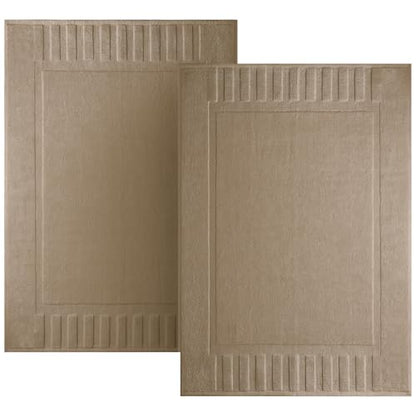 White Classic Luxury Bath Mat Floor Towel Set - Absorbent Cotton Hotel Spa Shower/Bathtub Mats [Not a Bathroom Rug] 22"x34" | 2 Pack | Taupe - color: 09: Taupe
