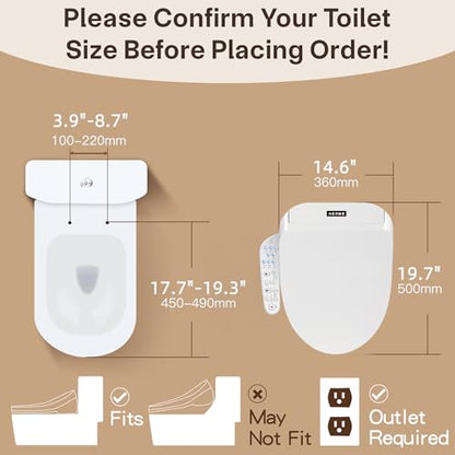 KERDE P30B Bidet Toilet Seat - Dual Control (Side Panel & Remote), Warm Water Wash, Heated Seat, Warm Air Dryer, LED Night Light,Existing Toilets Electric Bidet Elongated Electronic Heated Smart - style: Minimalist